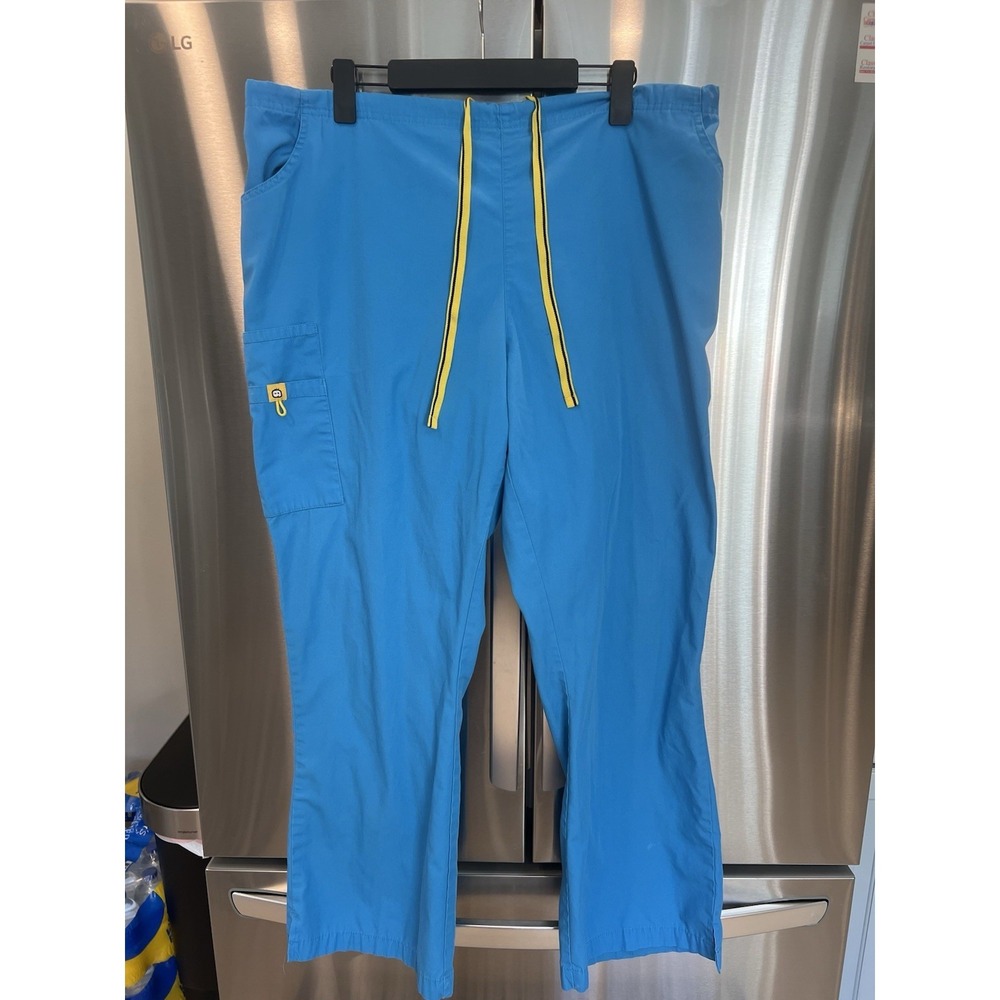 Wonder Wink Spread Good Cheer Womens 3X Blue Scrub Pants Drawstring Style #5026